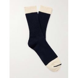 Two-Tone Recycled Cotton-Blend Socks