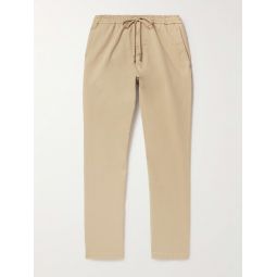 Straight-Leg Cotton-Blend Twill Drawstring Trousers