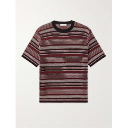 Striped Crochet-Knit Cotton T-Shirt