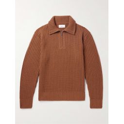 Ribbed Merino Wool Half-Zip Sweater