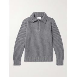 Ribbed Merino Wool Half-Zip Sweater