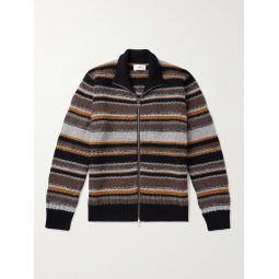 Striped Virgin Wool and Alpaca-Blend Jacquard Zip-Up Cardigan