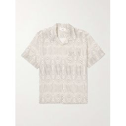 Camp-Collar Printed Linen and Cotton-Blend Shirt