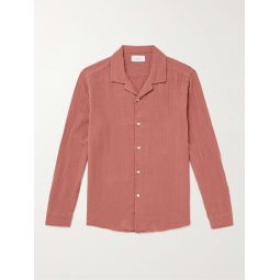 Camp-Collar Garment-Dyed Cotton-Muslin Shirt