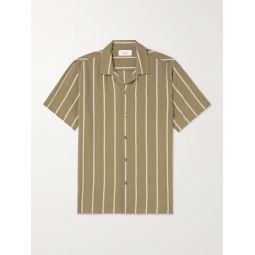 Michael Camp-Collar Striped Lyocell Shirt