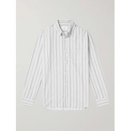 Button-Down Collar Striped Cotton and Wool-Blend Shirt
