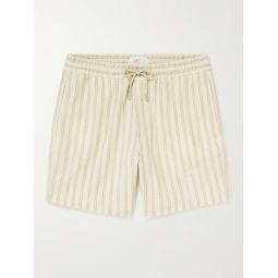 Straight-Leg Striped Cotton-Blend Drawstring Shorts