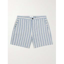 Striped Cotton and Linen-Blend Twill Shorts