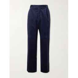 Tapered Pleated Cotton and Cashmere-Blend Corduroy Trousers