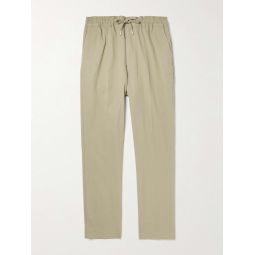 Tapered Organic Cotton-Seersucker Drawstring Trousers