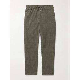 Straight-Leg Prince of Wales Checked Cotton-Blend Drawstring Trousers