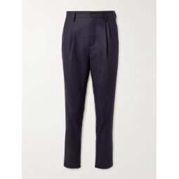 Tapered Pleated Wool-Blend Flannel Trousers