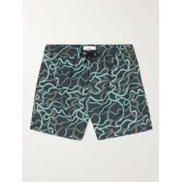 Straight-Leg Mid-Length Printed Swim Shorts