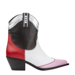 Tronchetto Donna Texan Ankle Boots - Black/Red/Pink