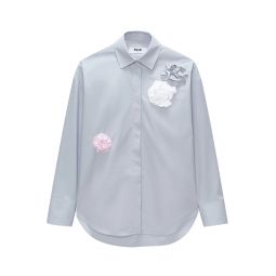 Shirt With Flowers Embellishment