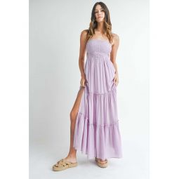 Amelia Lace Applique Tiered Maxi Dress - Lavender