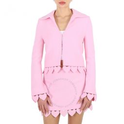 Ladies Pink Love-Heart Hem Cropped Blazer Jacket, Brand Size 34 (US Size 4)