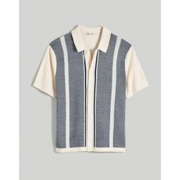 Button-Up Sweater Polo in Stripe