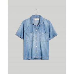 Denim Short-Sleeve Button-Up Shirt in Brickton Wash