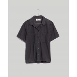 Denim Short-Sleeve Button-Up Shirt in Lunar Wash