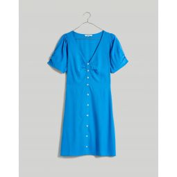 V-Neck Button-Front Mini Dress