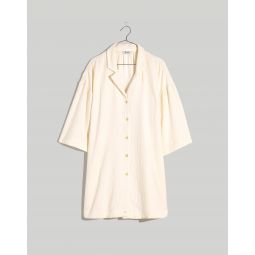 Plus Crinkle Cotton Cover-Up Mini Shirtdress
