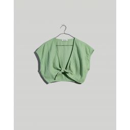 Double-Gauze Tie-Front Cropped Top