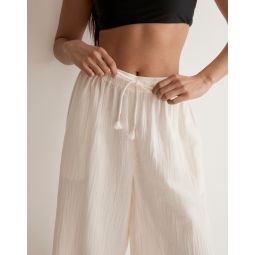 Double-Gauze Drawstring Wide-Leg Pants