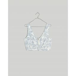 Linen-Blend Gwen Crop Vest Top in Abstract Flora