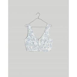 Linen-Blend Gwen Crop Vest Top in Abstract Flora