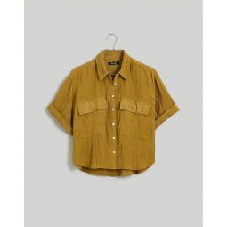 Crinkled Utility Button-Up Shirt