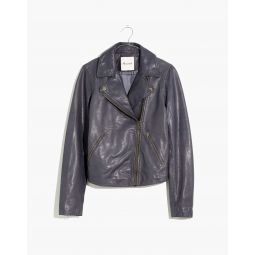 Washed Leather Motorcycle Jacket: Brass Hardware Edition