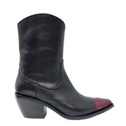 Heart Toe Ankle Boot - Black/Red