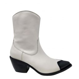 Heart Toe Ankle Boot - White/Black