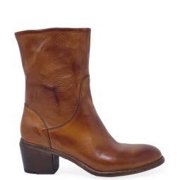 MADISON MAISON LEATHER MID CALF BOOT - BROWN
