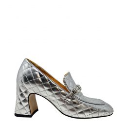 Leather Quilted Loafer - Silver