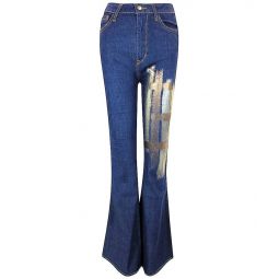 Cotton Flare Jeans - Dark Blue