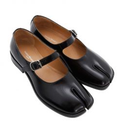 Leather Tabi Mary Jane Loafers - Black