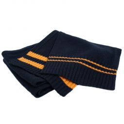 Contrasting Stripes Wool Scarf - Navy Blue