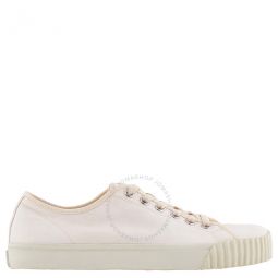 White Cotton Canvas Tabi Low-Top Sneakers, Brand Size 42.5 ( US Size 9.5 )