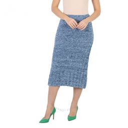 Ladies Light Blue Boucle Knitted Midi Skirt, Size Medium