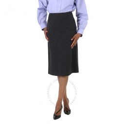 Ladies Dark Grey Melange Herringbone A-Line High-Rise Skirt, Brand Size 38 (US Size 4)