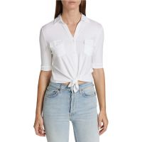 Soft Touch Elbow Sleeve Pocket Shirt - Blanc
