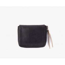 3/4 Leather Zip Wallet - Black