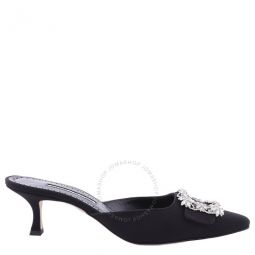 Maysale Crystal Buckle Crepe De Chine Mules, Brand Size 41 ( US Size 11 )
