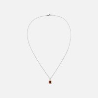 equinox charm necklace in silver and yellow gold with garnet