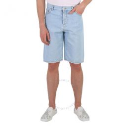 Light Blue Multi Cross Logo Denim Shorts, Waist Size 32