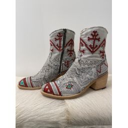 Dallas Ankle Boot - Embroidered Denim