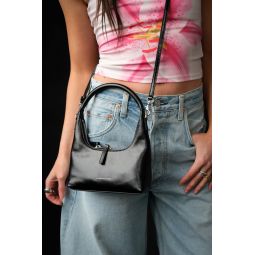 Mini Hobo Strap Bag - Glossy Black