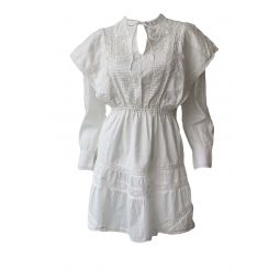 Coral Long Sleeve Mini Dress - White